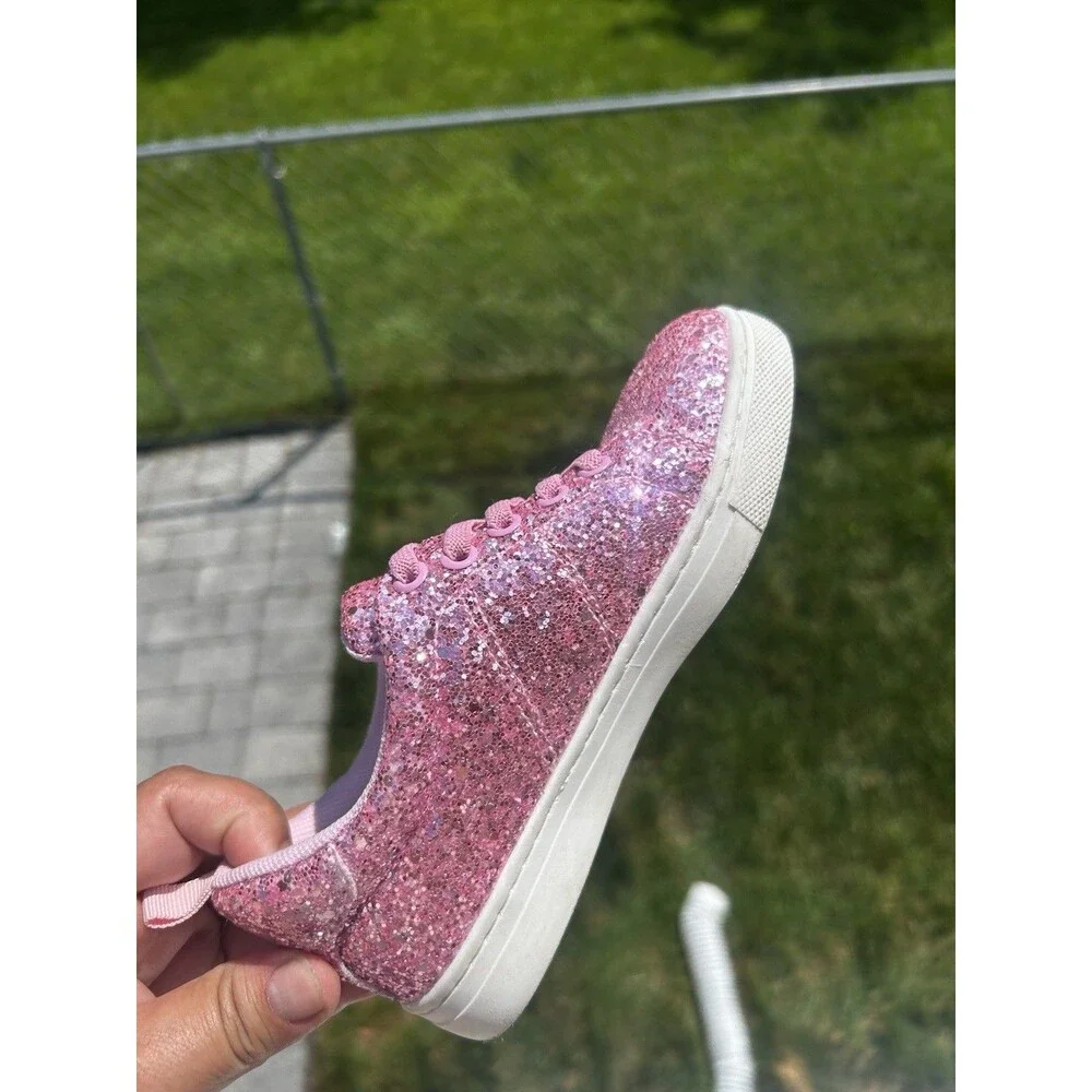 Bernal Girls Pink Glitter Sparkle Sneakers Size 12